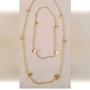 2 Vtg Sarah Coventry 32.5” & 19.5 "Goldtone Butterfly Charms Chain Necklace set